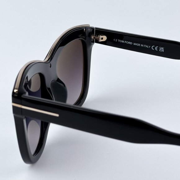 Tom Ford Women BRAND NEW Sunglasses JULIE Black Gradient Smoke Cat Eye FT0685 - Picture 8 of 14